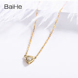 BAIHE Solid 18K Yellow Gold 0.10ct Certified H/SI Genuine Natural Diamond Women Trendy Fine Jewelry Elegant unique Necklaces