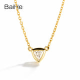 BAIHE Solid 18K Yellow Gold 0.10ct Certified H/SI Genuine Natural Diamond Women Trendy Fine Jewelry Elegant unique Necklaces