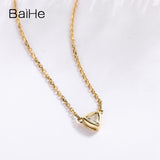 BAIHE Solid 18K Yellow Gold 0.10ct Certified H/SI Genuine Natural Diamond Women Trendy Fine Jewelry Elegant unique Necklaces