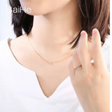 BAIHE Solid 18K Yellow Gold 0.10ct Certified H/SI Genuine Natural Diamond Women Trendy Fine Jewelry Elegant unique Necklaces