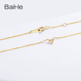 BAIHE Solid 18K Yellow Gold 0.12ct Certified H/SI 100% Genuine Natural Diamond Women Trendy Fine Jewelry Elegant gift Necklaces