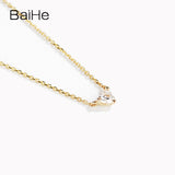 BAIHE Solid 18K Yellow Gold 0.12ct Certified H/SI 100% Genuine Natural Diamond Women Trendy Fine Jewelry Elegant gift Necklaces