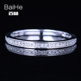 BAIHE Sterling Silver 925 0.13CT Certified H/SI3 Round 100% Genuine Natural Diamonds Engagement Women Trendy Fine Jewelry Ring