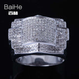 BAIHE Sterling Silver 925 0.8CT Certified H/SI Round 100% Genuine Natural Diamonds Wedding Men Classic Fine Jewelry fashion Ring