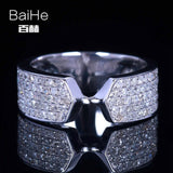 BAIHE Sterling Silver 925 0.8CT Certified H/SI Round Cut 100% Genuine Natural Diamonds Engagement Women Trendy Fine Jewelry Ring