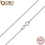 BAMOER Classic Basic Chain 100% 925 Sterling Silver Lobster Clasp Adjustable Necklace Chain Fashion Jewelry SCA009-45