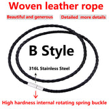 BEIER Leather&silica gel Cord Lanyard Pendant Stainless Steel Screw Lock Korean Fashion Men's choker Rope Necklace PSXL011