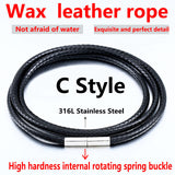 BEIER Leather&silica gel Cord Lanyard Pendant Stainless Steel Screw Lock Korean Fashion Men's choker Rope Necklace PSXL011