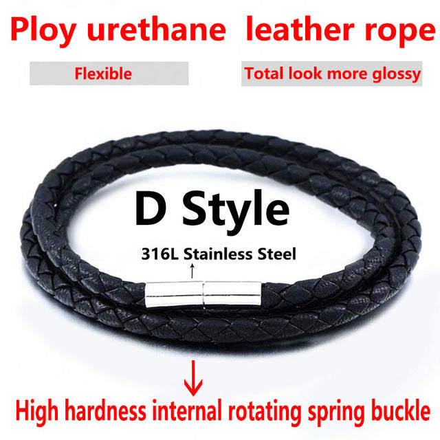 BEIER Leather&silica gel Cord Lanyard Pendant Stainless Steel Screw Lock Korean Fashion Men's choker Rope Necklace PSXL011
