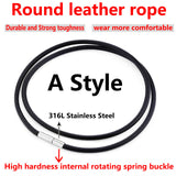 BEIER Leather&silica gel Cord Lanyard Pendant Stainless Steel Screw Lock Korean Fashion Men's choker Rope Necklace PSXL011