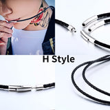 BEIER Leather&silica gel Cord Lanyard Pendant Stainless Steel Screw Lock Korean Fashion Men's choker Rope Necklace PSXL011
