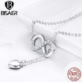 BISAER Genuine 925 Sterling Silver Infinity Love Y Necklace for Women Wedding Pendant & Necklace Sterling Silver Jewelry GXN223