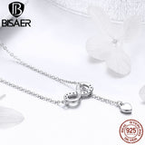 BISAER Genuine 925 Sterling Silver Infinity Love Y Necklace for Women Wedding Pendant & Necklace Sterling Silver Jewelry GXN223