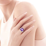 BONLAVI 5.25ct 8*10mm Amethyst Brand Jewelry Ladies 925 Sterling Silver Square Rings High Quality Engagement Ring Size 5-10