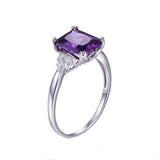 BONLAVI 5.25ct 8*10mm Amethyst Brand Jewelry Ladies 925 Sterling Silver Square Rings High Quality Engagement Ring Size 5-10