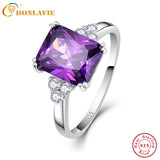 BONLAVI 5.25ct 8*10mm Amethyst Brand Jewelry Ladies 925 Sterling Silver Square Rings High Quality Engagement Ring Size 5-10