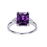 BONLAVI 5.25ct 8*10mm Amethyst Brand Jewelry Ladies 925 Sterling Silver Square Rings High Quality Engagement Ring Size 5-10