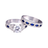 BONLAVIE 1 Pair Blue Sapphire Couple Wedding Rings 100% 925 Sterling Silver Forever Love Romantic Lovers Finger Rings Jewelry