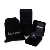 BONLAVIE Elegant 8.8ct Natural Purple Amethyst Ring Genuine 925 Sterling Silver Waterdrop Pearl Cut Women's Fashion with box