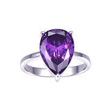 BONLAVIE Elegant 8.8ct Natural Purple Amethyst Ring Genuine 925 Sterling Silver Waterdrop Pearl Cut Women's Fashion with box