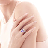 BONLAVIE Elegant 8.8ct Natural Purple Amethyst Ring Genuine 925 Sterling Silver Waterdrop Pearl Cut Women's Fashion with box