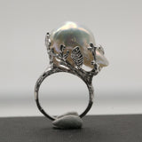 BaroqueOnly 925 Silver Ring 15-22mm Big Size Baroque Irregular Pearl Ring, Women Gifts