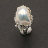 BaroqueOnly 925 Silver Ring 15-22mm Big Size Baroque Irregular Pearl Ring, Women Gifts