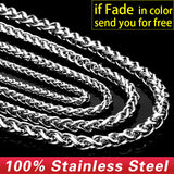 Beier 3mm/4mm/5mm/6mm Width 316L Stainless Steel Men Boy Spiga Plait Necklace Chain Silver Color BN1006 ( 20-32 Inch )