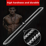 Beier 3mm/4mm/5mm/6mm Width 316L Stainless Steel Men Boy Spiga Plait Necklace Chain Silver Color BN1006 ( 20-32 Inch )