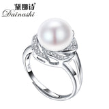 Big Discount 925 sterling silver jewelry on sale big natural pearl rings for women stone ring adjustable white/pink/purple pearl