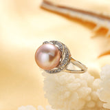 Big Discount 925 sterling silver jewelry on sale big natural pearl rings for women stone ring adjustable white/pink/purple pearl