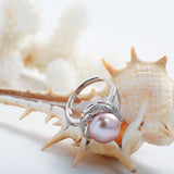 Big Discount 925 sterling silver jewelry on sale big natural pearl rings for women stone ring adjustable white/pink/purple pearl