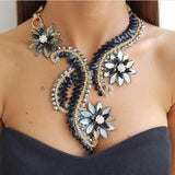 Big Maxi Statement Necklace for Women 2017 Rhinestone Necklace Flowers Collar Chokers Necklace luxury Bijoux jewellry