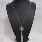 Bing Tu Female Tassel Hollow Pendants & Necklaces Women Gold/Silver Color Long Sweater Chain Faux Stone From India