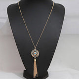 Bing Tu Female Tassel Hollow Pendants & Necklaces Women Gold/Silver Color Long Sweater Chain Faux Stone From India