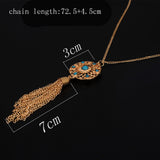 Bing Tu Female Tassel Hollow Pendants & Necklaces Women Gold/Silver Color Long Sweater Chain Faux Stone From India