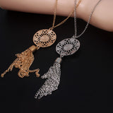 Bing Tu Female Tassel Hollow Pendants & Necklaces Women Gold/Silver Color Long Sweater Chain Faux Stone From India