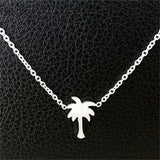 Boho Choker Gold Palm Tree Necklace Pendant Collier Femme Stainless Steel Chain Necklace For Women Island Life Bff Jewelry