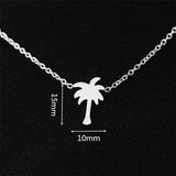 Boho Choker Gold Palm Tree Necklace Pendant Collier Femme Stainless Steel Chain Necklace For Women Island Life Bff Jewelry