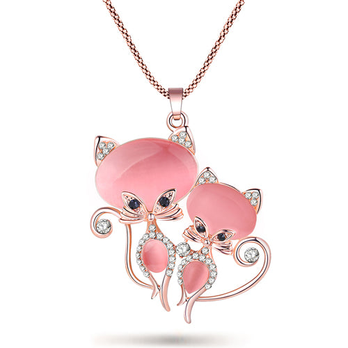 Bonsny Cat Necklace Long Pendant  Brand Crystal Chain New 2015 Zinc Alloy Girl Women Fashion Jewelry Statement Accessories