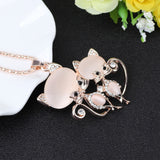 Bonsny Cat Necklace Long Pendant  Brand Crystal Chain New 2015 Zinc Alloy Girl Women Fashion Jewelry Statement Accessories