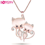 Bonsny Cat Necklace Long Pendant  Brand Crystal Chain New 2015 Zinc Alloy Girl Women Fashion Jewelry Statement Accessories