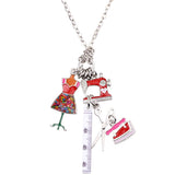 Bonsny Statement Chain Enamel Tailor Sewing Machine Scissors Ruler clothes stand Necklace Pendants Fashion Jewelry For Women