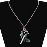 Bonsny Statement Chain Enamel Tailor Sewing Machine Scissors Ruler clothes stand Necklace Pendants Fashion Jewelry For Women