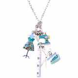 Bonsny Statement Chain Enamel Tailor Sewing Machine Scissors Ruler clothes stand Necklace Pendants Fashion Jewelry For Women
