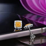 CaiMao 0.9ct Diamond 14k White and Yellow Gold Earring Engagement Fine Jewelry