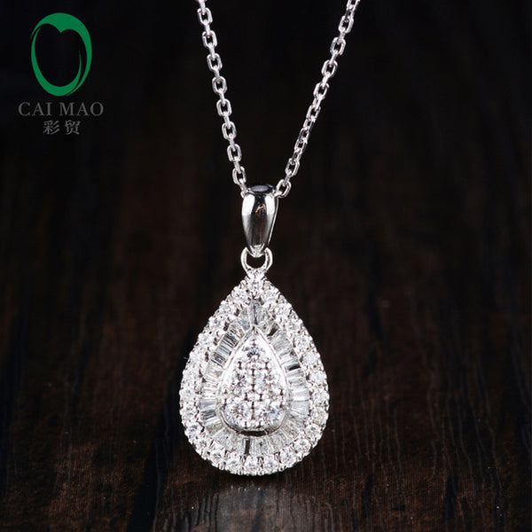 Caimao Jewelry 14kt White Gold 0.53ct Diamond Engagement Pendant Free Shipping