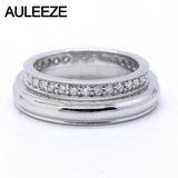 Classic Natural Real Diamond Lovers Ring Solid 18K 750 White Gold Rings For Couple Diamond Wedding Band Anniversary Gift