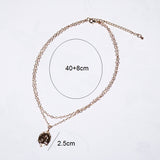 Coco&Willow Gold Metal Virgin Mary Pendant double layered Chain Necklaces, two layers coin pendant Medium length Necklace