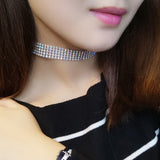 Crystal Rhinestone Choker Necklace Women Wedding Accessories Silver Chain Punk Gothic Chokers Jewelry Collier Femme  #95027